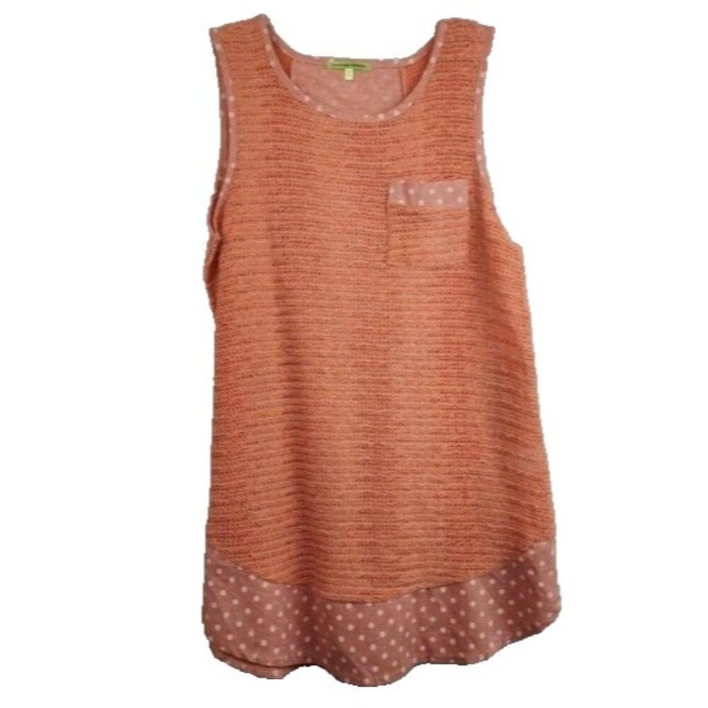 Trisha Tyler Womens Sleeveless‎ Tunic Top Medium Orange Crochet Polka Dot BOHO